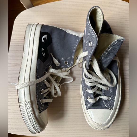 Converse x Comme des Garçons PLAY Chuck 70 hi top Grey hidden heart Size M 5 W 7 - Picture 3 of 4